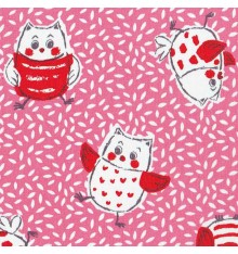 Loveable Baby Owls fabric (Pink)