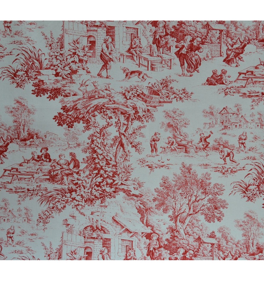 Toile de Jouy Fabric (Red) 100% Cotton Print - Textiles ...